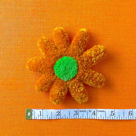Gold and Lime flower tufted brooch