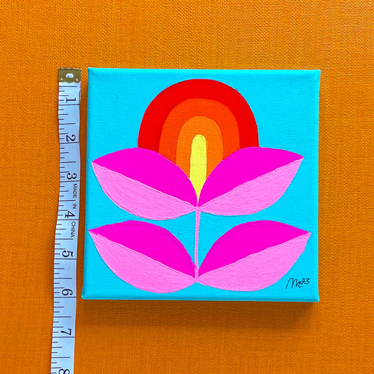 70s Flower Painting on Canvas